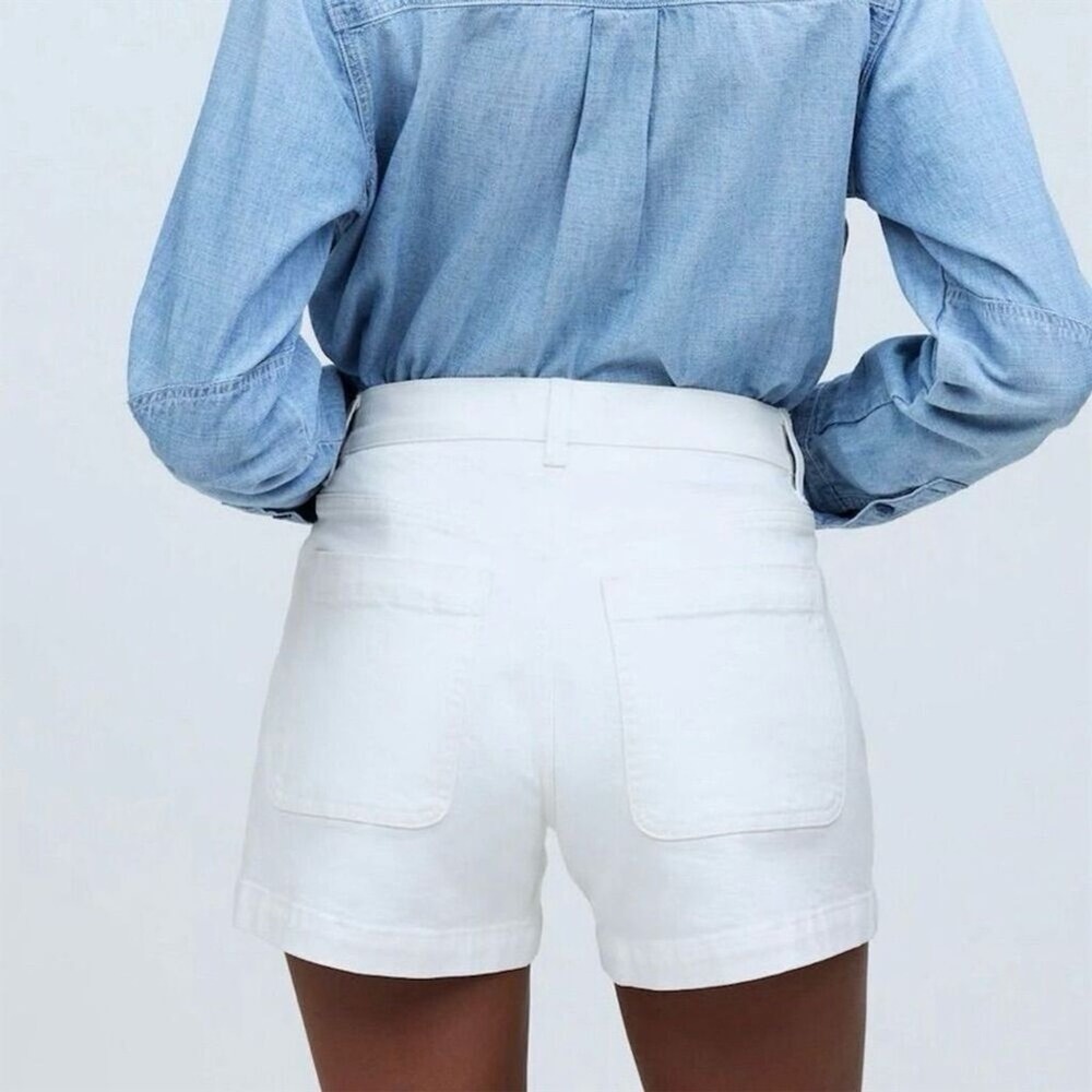 NWT Madewell Women's Denim Emmett Short Patch Pocket High-Rise Sailor White 32 - Picture 3 of 12